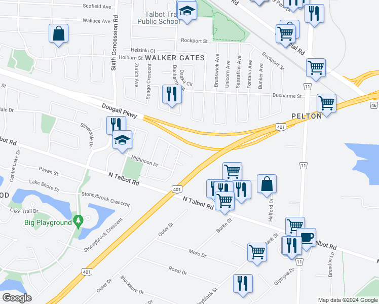 map of restaurants, bars, coffee shops, grocery stores, and more near 1652 Sagebrush Court in Windsor