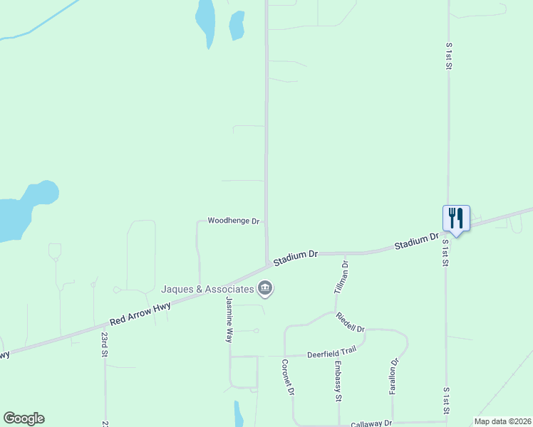 map of restaurants, bars, coffee shops, grocery stores, and more near 5045 South Van Kal Street in Mattawan