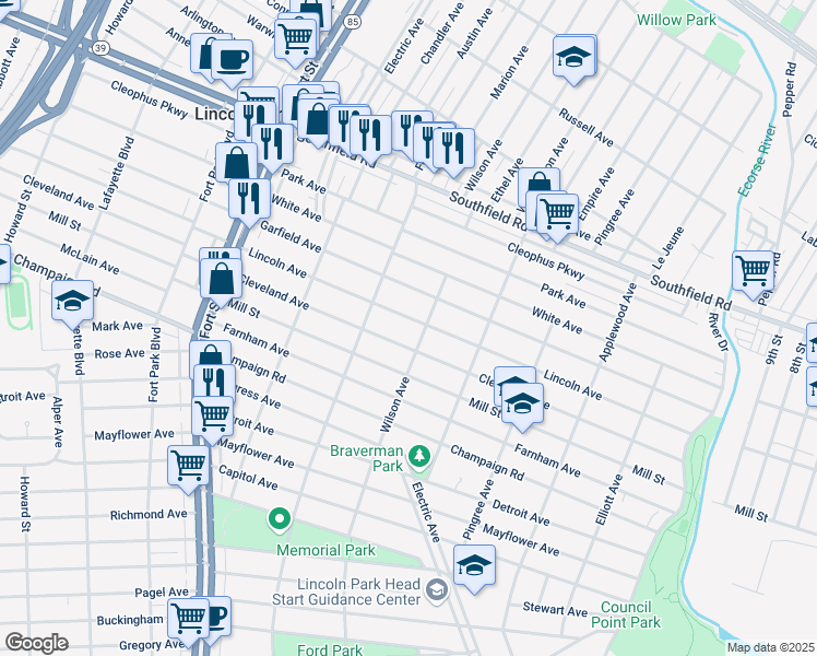 map of restaurants, bars, coffee shops, grocery stores, and more near 923 Lincoln Avenue in Lincoln Park