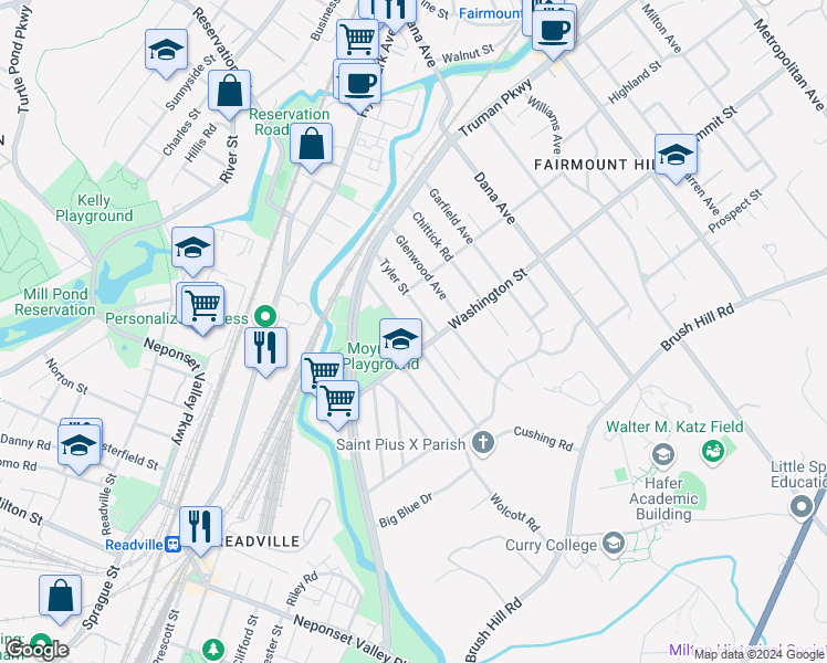 map of restaurants, bars, coffee shops, grocery stores, and more near 50 Faraday Street in Boston