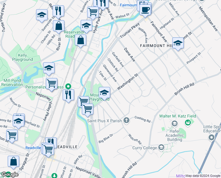 map of restaurants, bars, coffee shops, grocery stores, and more near 50 Faraday Street in Boston