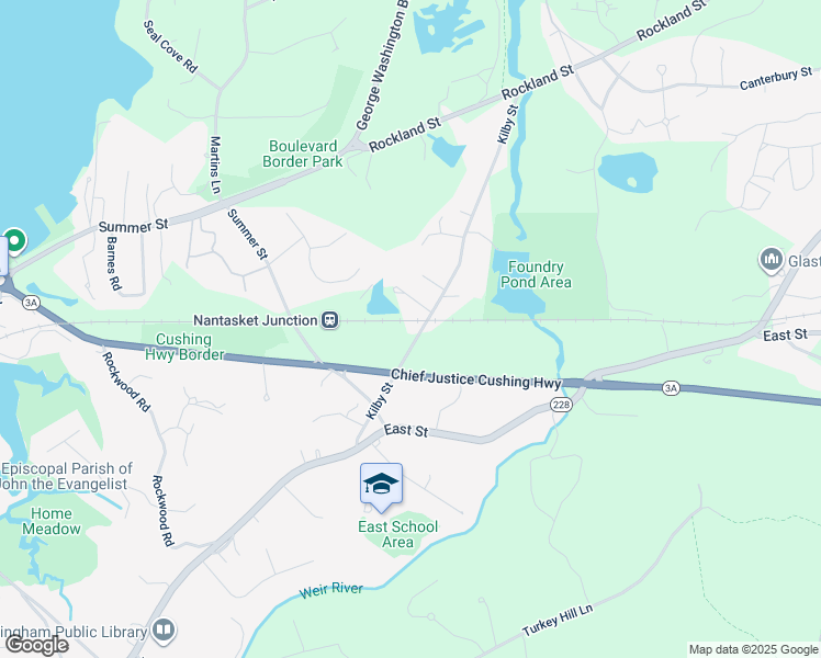 map of restaurants, bars, coffee shops, grocery stores, and more near 30 Kilby Street in Hingham