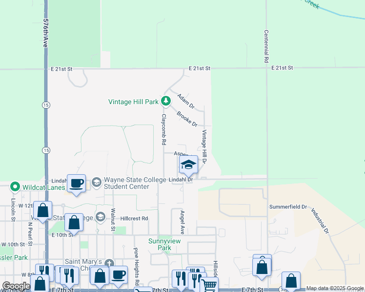 map of restaurants, bars, coffee shops, grocery stores, and more near 1500 Vintage Hill Drive in Wayne