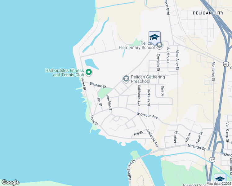 map of restaurants, bars, coffee shops, grocery stores, and more near 926 Buena Vista Street in Klamath Falls