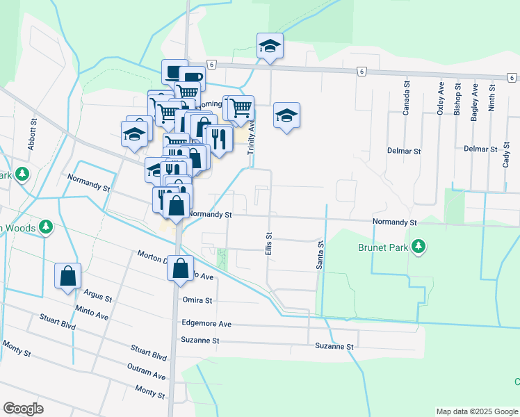 map of restaurants, bars, coffee shops, grocery stores, and more near in Windsor