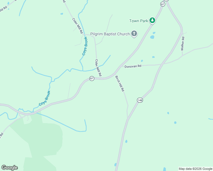 map of restaurants, bars, coffee shops, grocery stores, and more near 46 Massachusetts 67 in North Brookfield