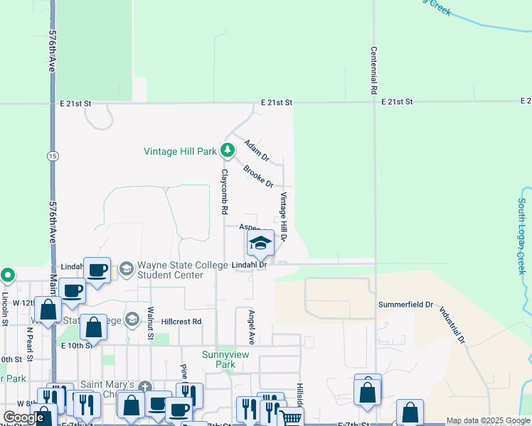 map of restaurants, bars, coffee shops, grocery stores, and more near 1500 Vintage Hill Drive in Wayne
