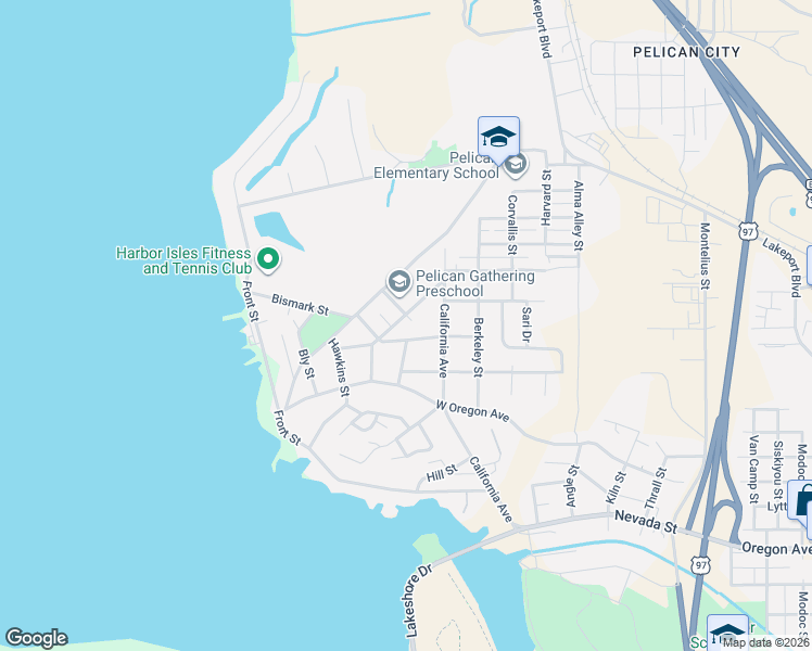 map of restaurants, bars, coffee shops, grocery stores, and more near 836 Buena Vista Street in Klamath Falls