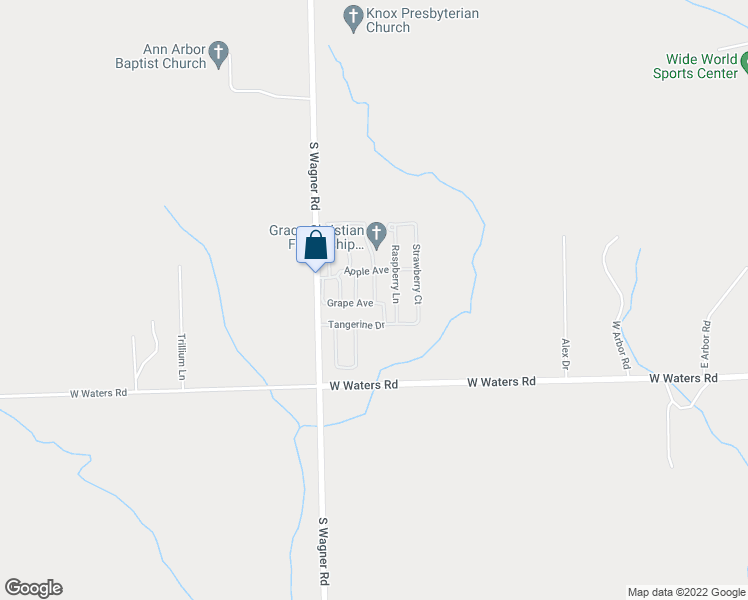 map of restaurants, bars, coffee shops, grocery stores, and more near 2835 South Wagner Road in Ann Arbor