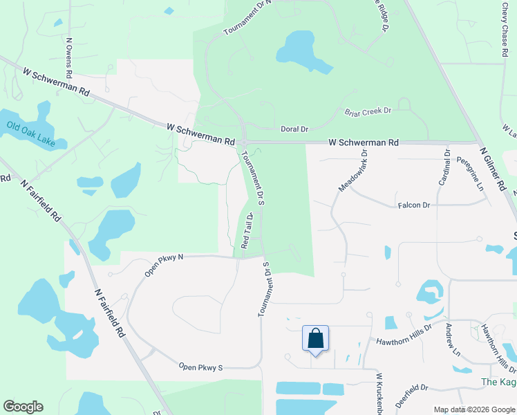map of restaurants, bars, coffee shops, grocery stores, and more near 31 Red Tail Drive in Hawthorn Woods