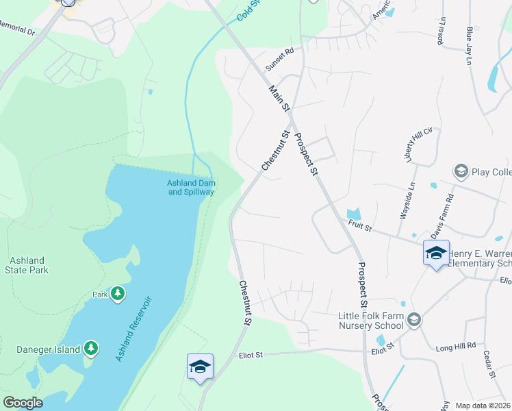 map of restaurants, bars, coffee shops, grocery stores, and more near 368 Chestnut Street in Ashland