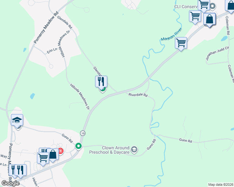map of restaurants, bars, coffee shops, grocery stores, and more near 64 College Highway in Southampton