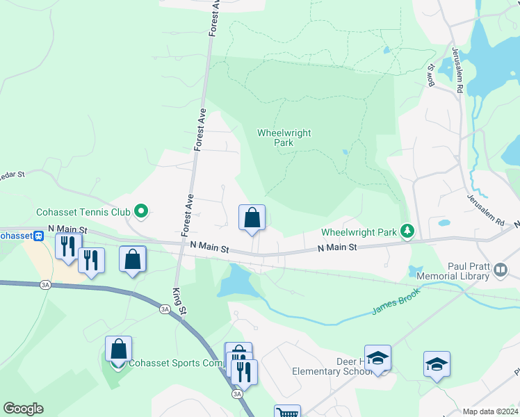 map of restaurants, bars, coffee shops, grocery stores, and more near in Cohasset