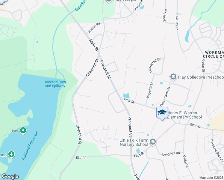 map of restaurants, bars, coffee shops, grocery stores, and more near 49 Prospect Street in Ashland