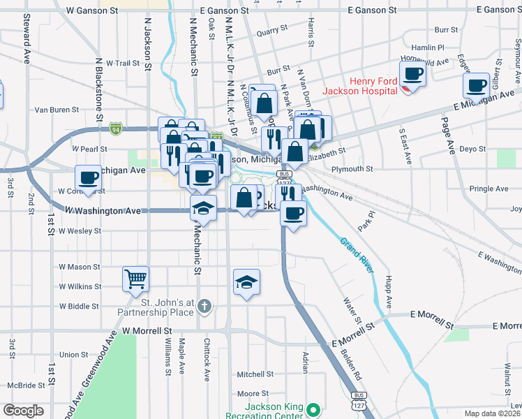 map of restaurants, bars, coffee shops, grocery stores, and more near in Jackson
