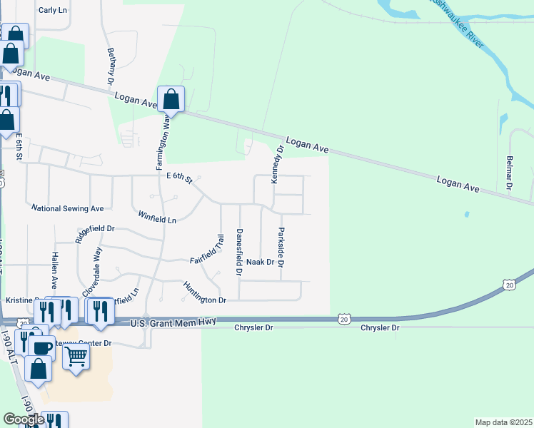 map of restaurants, bars, coffee shops, grocery stores, and more near 1538 Winterwheat Drive in Belvidere