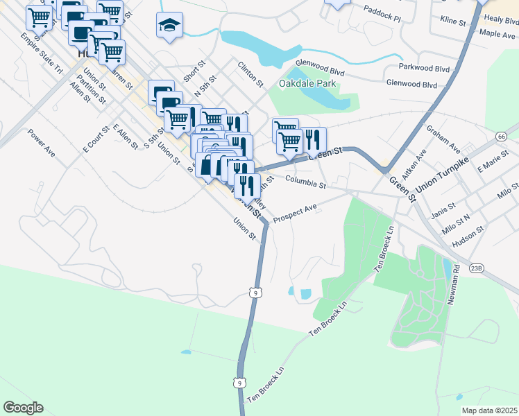 map of restaurants, bars, coffee shops, grocery stores, and more near 816 Warren Street in Hudson