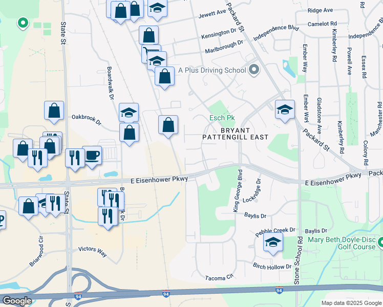 map of restaurants, bars, coffee shops, grocery stores, and more near 2848 Bombridge Court in Ann Arbor