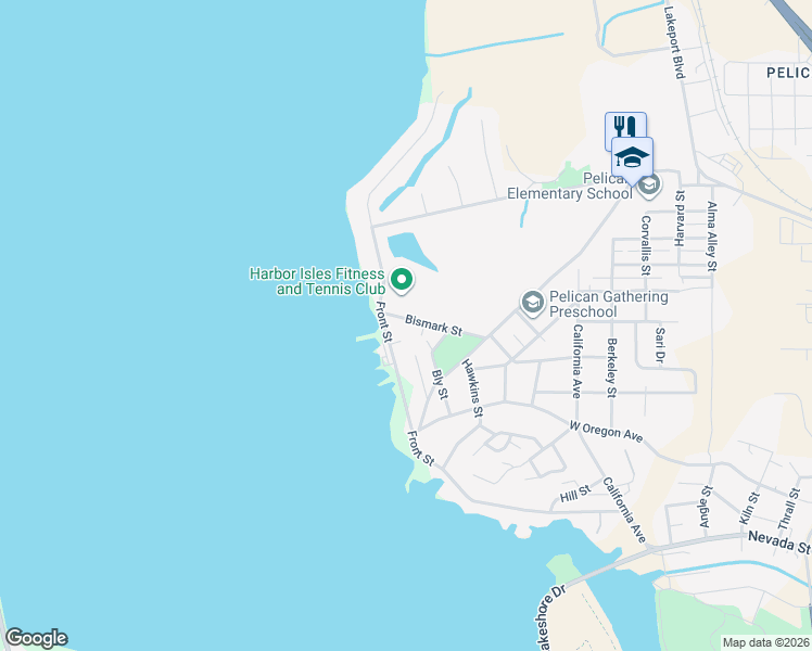 map of restaurants, bars, coffee shops, grocery stores, and more near 1058 Bismark Street in Klamath Falls