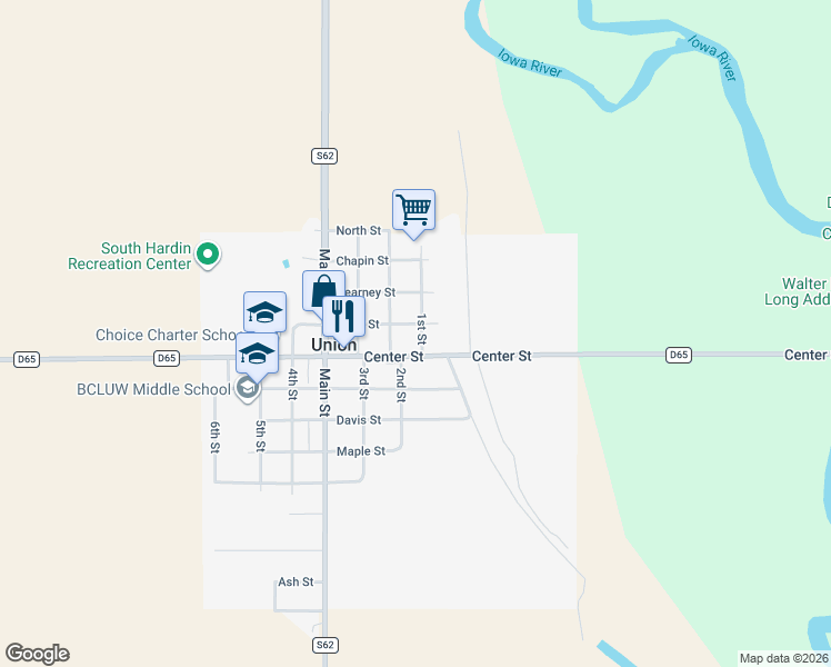 map of restaurants, bars, coffee shops, grocery stores, and more near 401 1st Street in Union