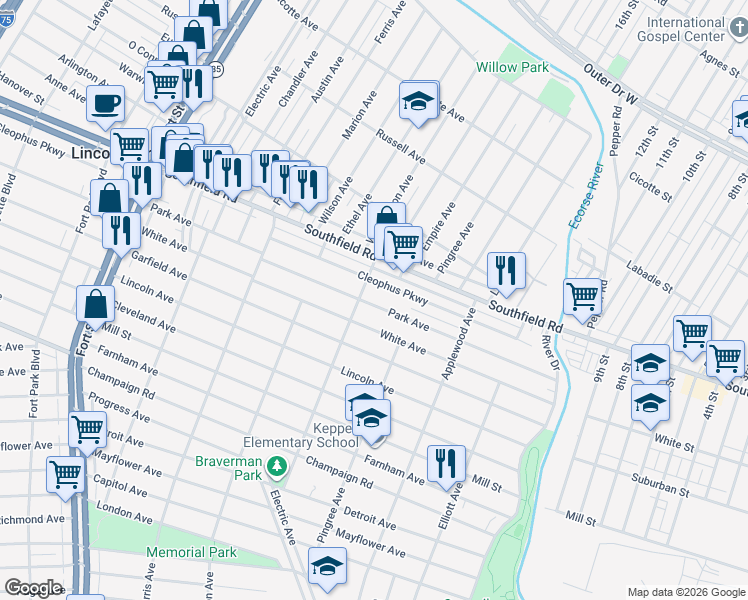 map of restaurants, bars, coffee shops, grocery stores, and more near 776 Park Avenue in Lincoln Park