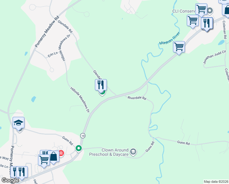 map of restaurants, bars, coffee shops, grocery stores, and more near 64 College Highway in Southampton