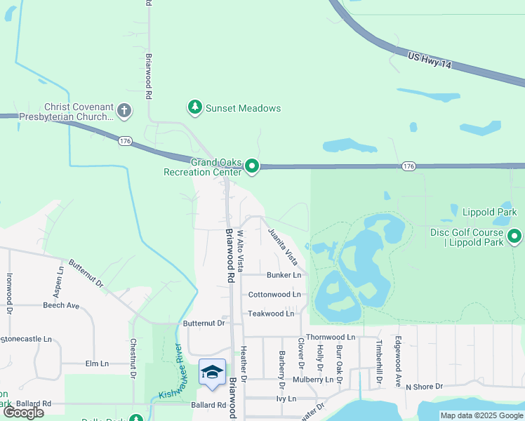 map of restaurants, bars, coffee shops, grocery stores, and more near 8901 Rivera Vista in Crystal Lake