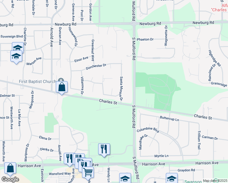 map of restaurants, bars, coffee shops, grocery stores, and more near 1978 Classic Circle in Rockford