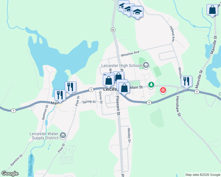 map of restaurants, bars, coffee shops, grocery stores, and more near in Leicester