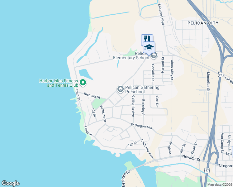 map of restaurants, bars, coffee shops, grocery stores, and more near 2730 Crater St in Klamath Falls