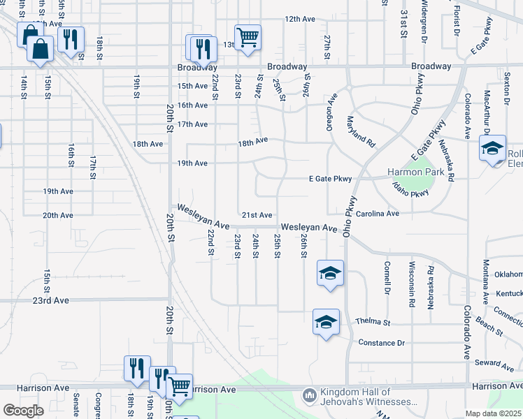 map of restaurants, bars, coffee shops, grocery stores, and more near 2806 21st Avenue in Rockford