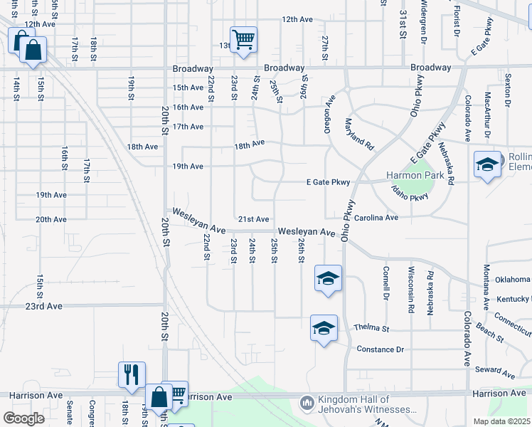 map of restaurants, bars, coffee shops, grocery stores, and more near 2806 21st Avenue in Rockford