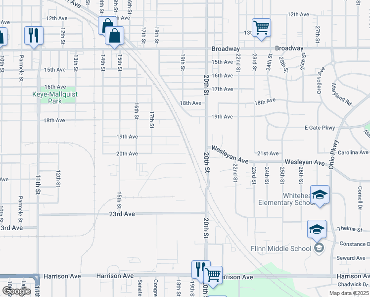 map of restaurants, bars, coffee shops, grocery stores, and more near 2330 20th Avenue in Rockford