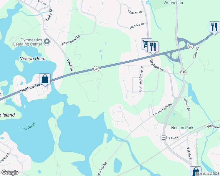 map of restaurants, bars, coffee shops, grocery stores, and more near 228 Hartford Turnpike in Shrewsbury