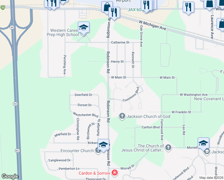 map of restaurants, bars, coffee shops, grocery stores, and more near 470 Roxbury Circle in Jackson
