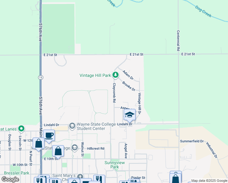 map of restaurants, bars, coffee shops, grocery stores, and more near Claycomb Road in Wayne