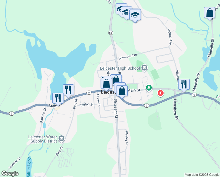 map of restaurants, bars, coffee shops, grocery stores, and more near in Leicester