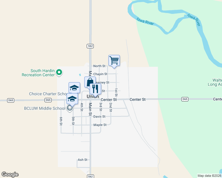 map of restaurants, bars, coffee shops, grocery stores, and more near 401 1st Street in Union
