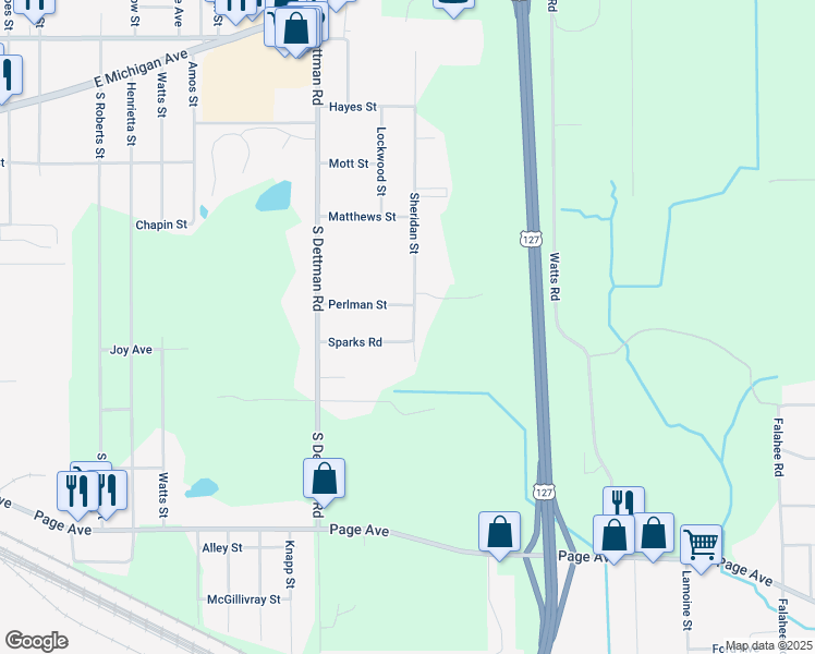 map of restaurants, bars, coffee shops, grocery stores, and more near 606 Sheridan Street in Jackson
