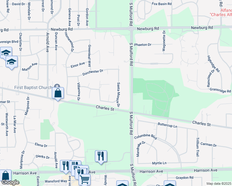 map of restaurants, bars, coffee shops, grocery stores, and more near 1978 Classic Circle in Rockford