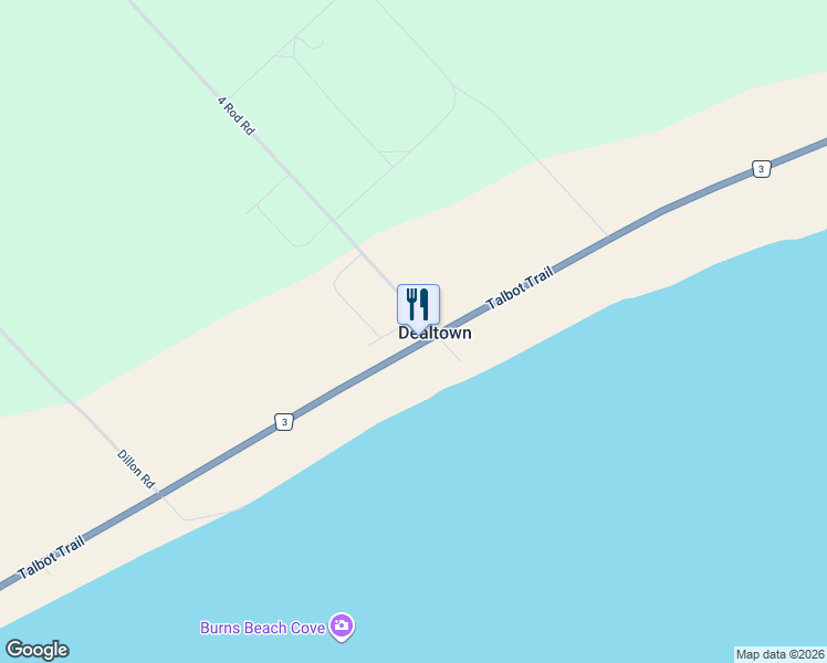 map of restaurants, bars, coffee shops, grocery stores, and more near 7206 Chatham-Kent County Road 3 in Blenheim