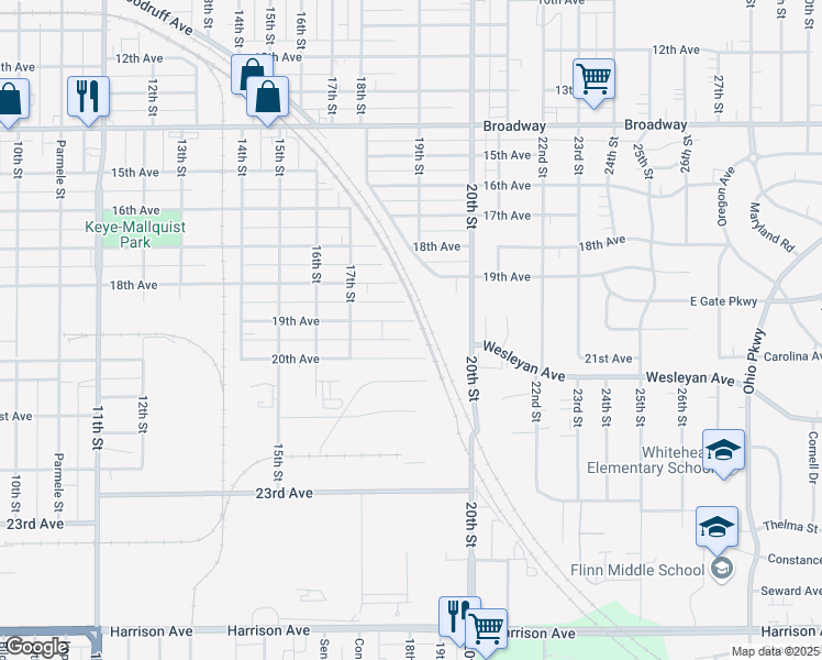 map of restaurants, bars, coffee shops, grocery stores, and more near 2330 20th Avenue in Rockford