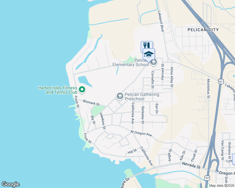 map of restaurants, bars, coffee shops, grocery stores, and more near 2730 Crater Street in Klamath Falls