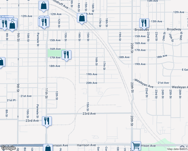 map of restaurants, bars, coffee shops, grocery stores, and more near 2017 19th Avenue in Rockford