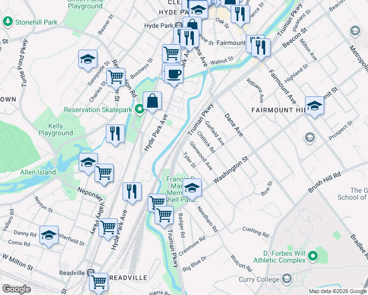 map of restaurants, bars, coffee shops, grocery stores, and more near 24 Mason Street in Boston