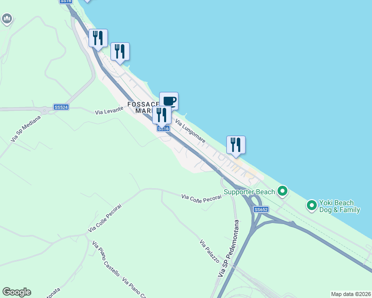 map of restaurants, bars, coffee shops, grocery stores, and more near 81 Strada Statale 16 Adriatica in Marina