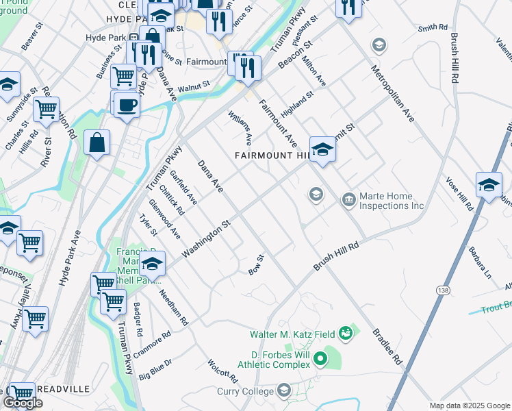 map of restaurants, bars, coffee shops, grocery stores, and more near 75 Neponset Avenue in Boston