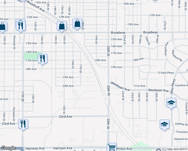 map of restaurants, bars, coffee shops, grocery stores, and more near 2256 19th Avenue in Rockford