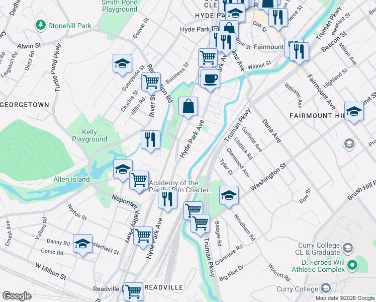 map of restaurants, bars, coffee shops, grocery stores, and more near in Boston