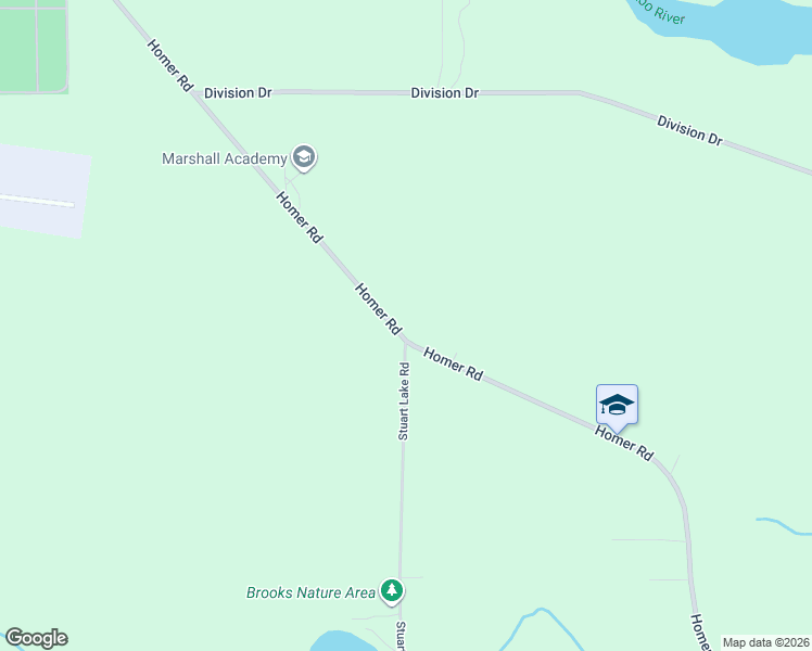 map of restaurants, bars, coffee shops, grocery stores, and more near 18481 Homer Road in Marshall